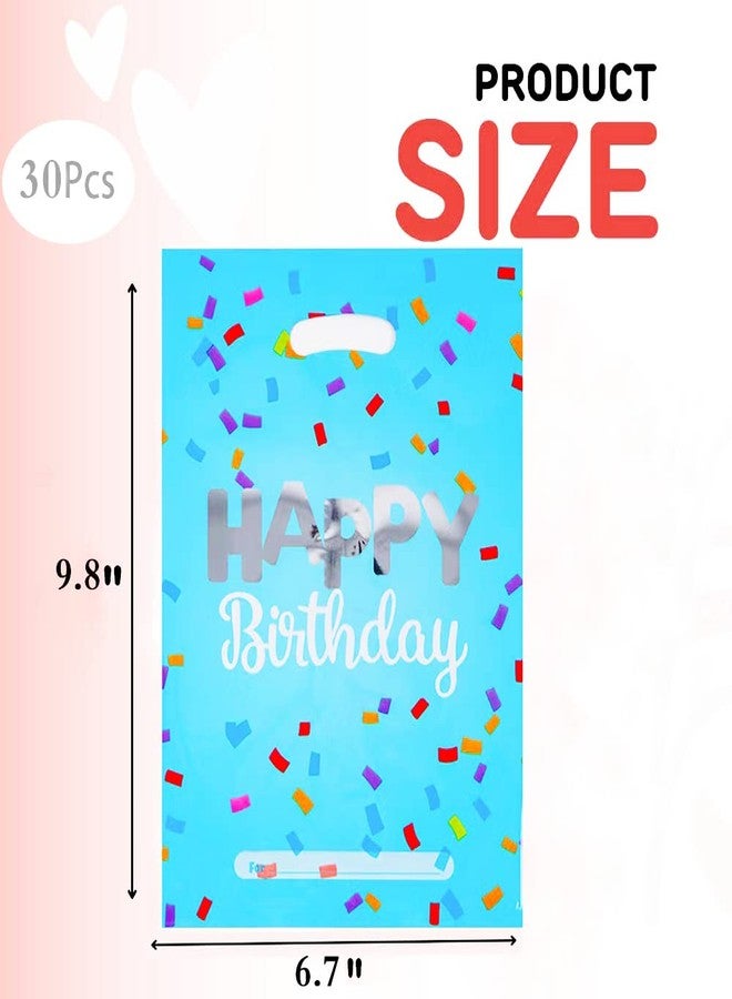 HSPAIDYP 30 Pcs Happy Birthday Party GiftBags,Candy Favor Bags,Plastic Gift Candy GiftBags,Blue Goodies GiftBags for Baby Showers Birthday Party Decorations (Blue Gift Bags) - Image 3
